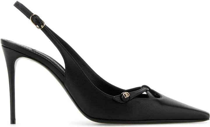 Black Leather Pumps