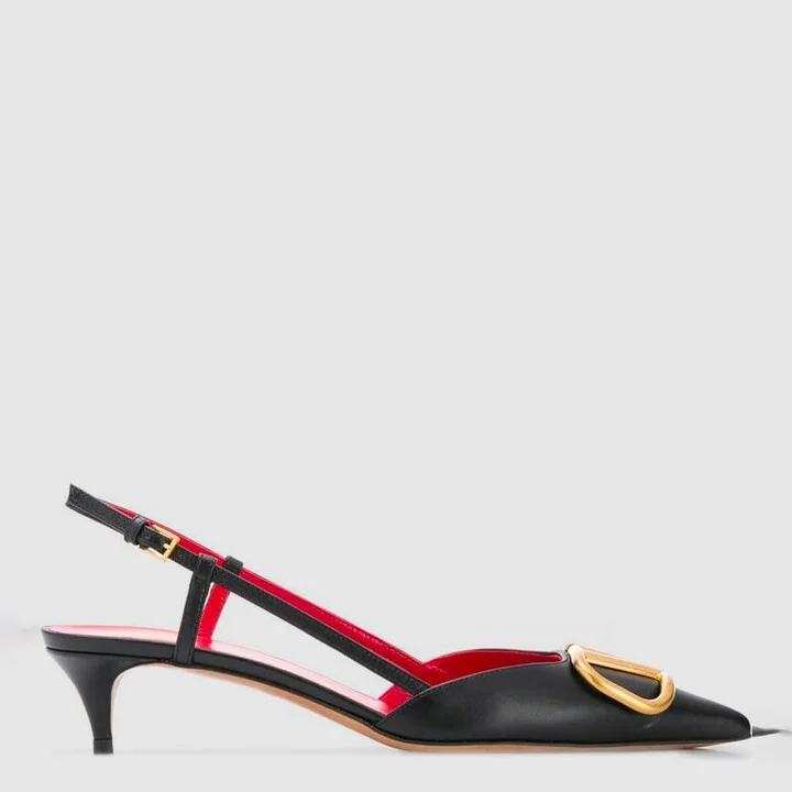 Black Leather Pumps