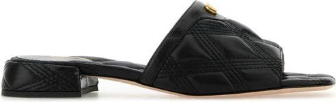 Black leather Quiltie slippers
