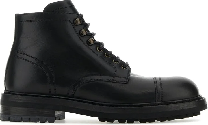 Black Leather Re-edition Ankle Boots