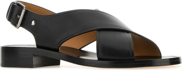 Black Leather Rhonda Sandals - Image 2