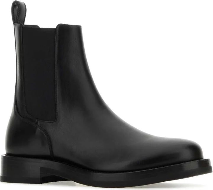 Black Leather Rockstud Ankle Boots - Image 2
