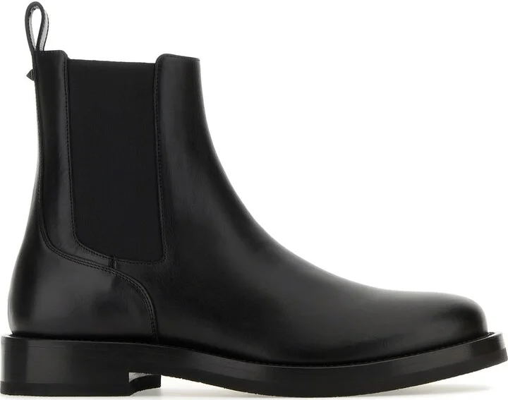 Black leather Rockstud ankle boots