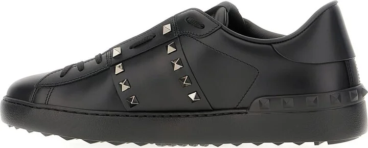 Black Leather Rockstud Sneakers - Image 3