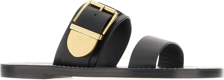 Black Leather Sandals - Image 2