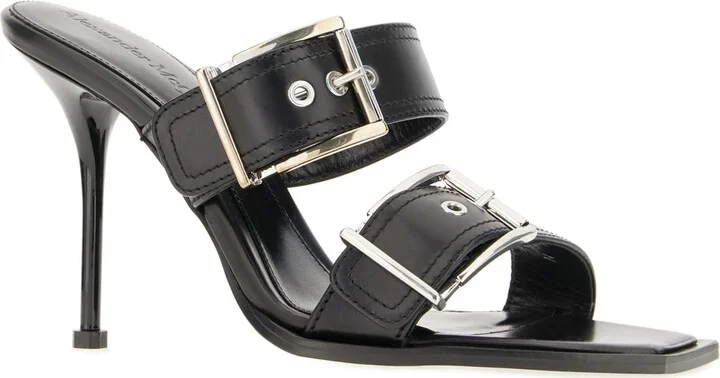 Black Leather Sandals - Image 2