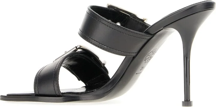 Black Leather Sandals - Image 3