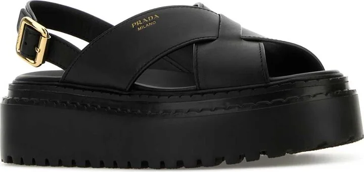 Black Leather Sandals - Image 2