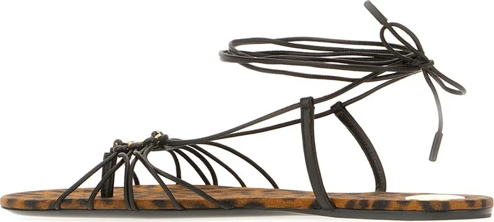 Black Leather Sandals - Image 3