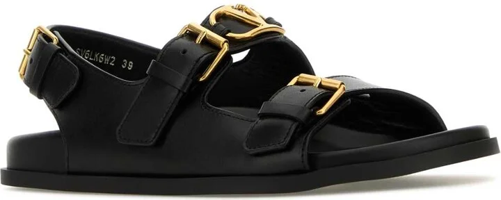 Black Leather Sandals - Image 2