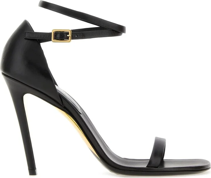 Black leather sandals