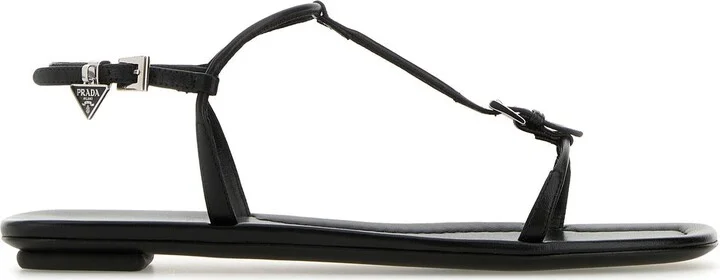 Black leather sandals