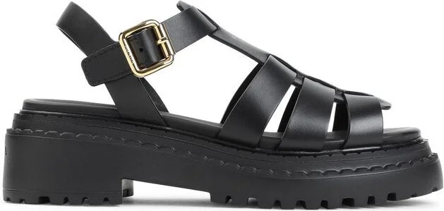 Black leather sandals
