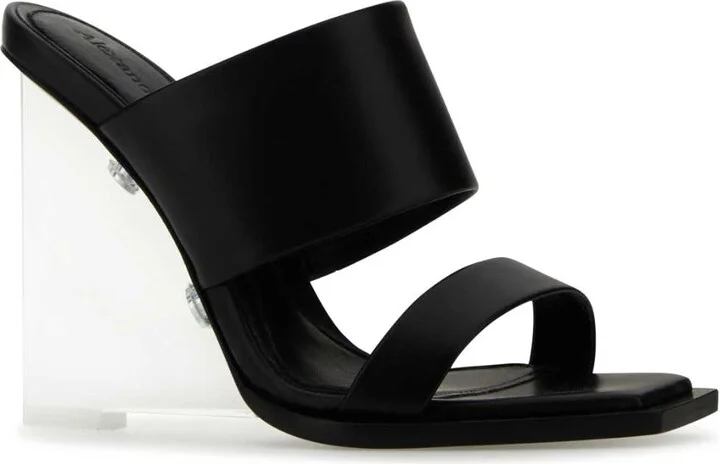 Black Leather Shard Mules - Image 2