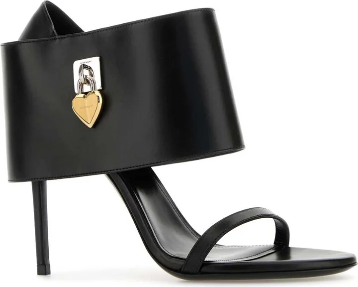 Black Leather Shark Sandals - Image 2