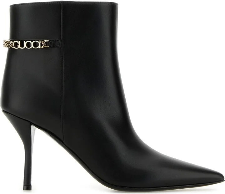 Black leather Signoria ankle boots