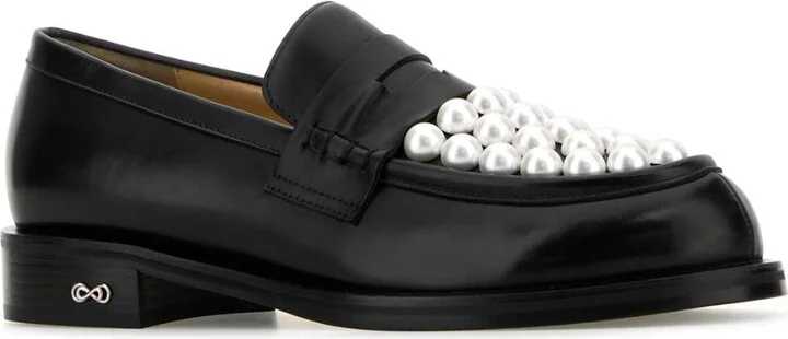 Black Leather Sirene Loafers - Image 2