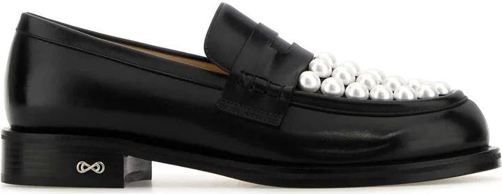 Black Leather Sirene Loafers