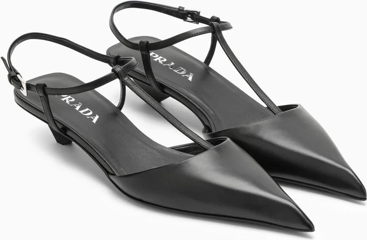 Black Leather Slingback D\u00e9collet\u00e9 - Image 2