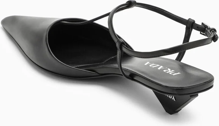 Black Leather Slingback D\u00e9collet\u00e9 - Image 4