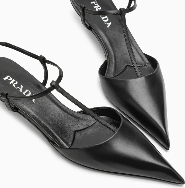 Black Leather Slingback D\u00e9collet\u00e9 - Image 5