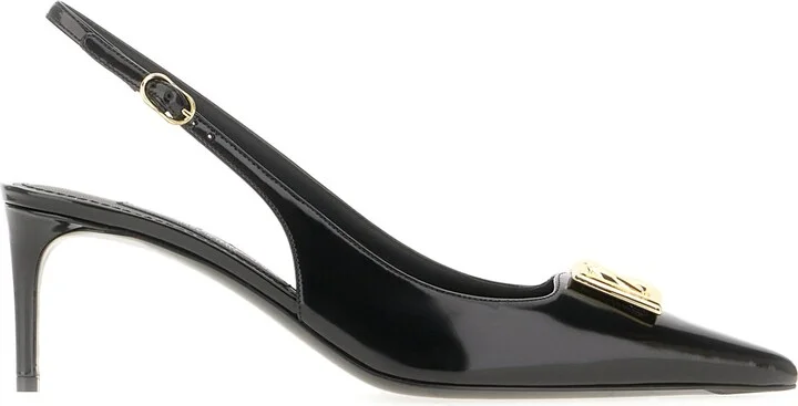 Black Leather Slingback
