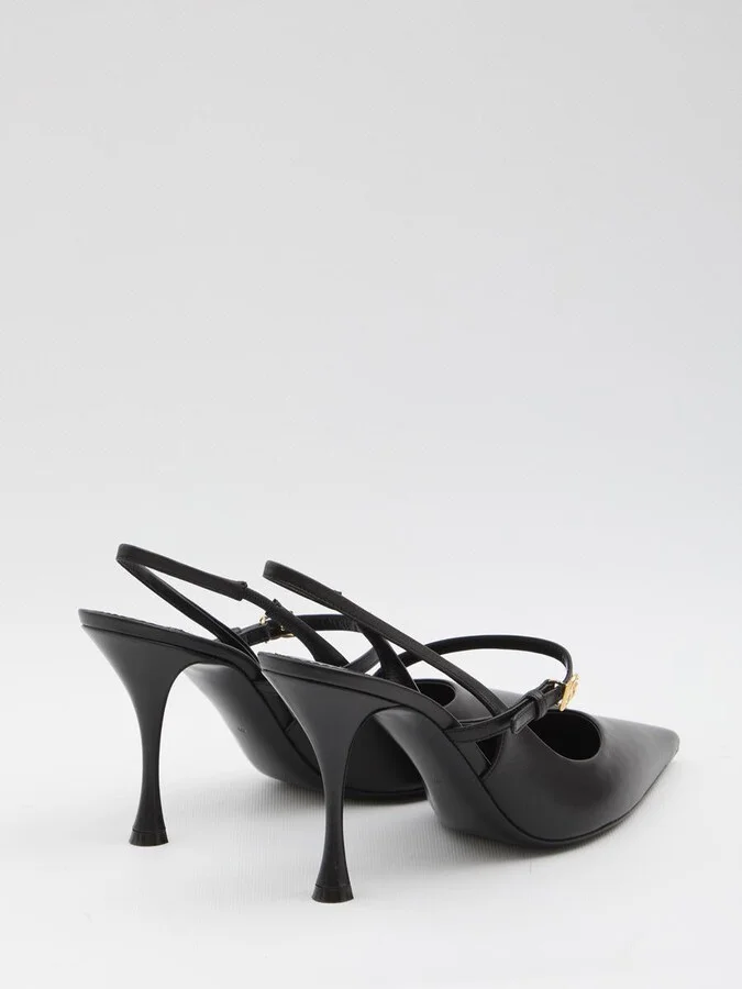 Black Leather Slingback Pumps - Image 3