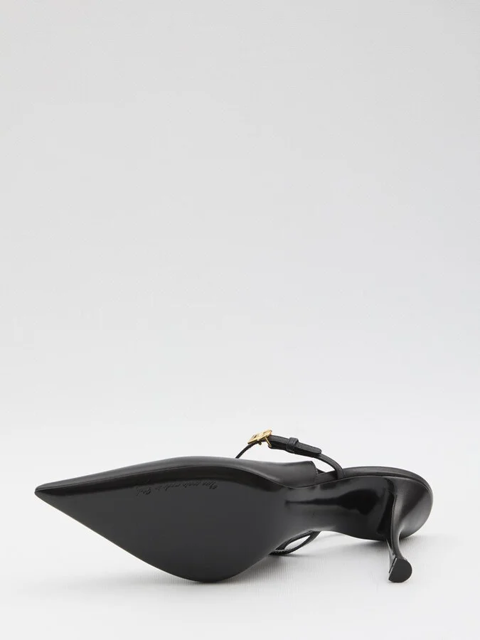 Black Leather Slingback Pumps - Image 4