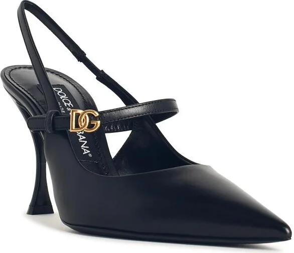 Black Leather Slingbacks - Image 2