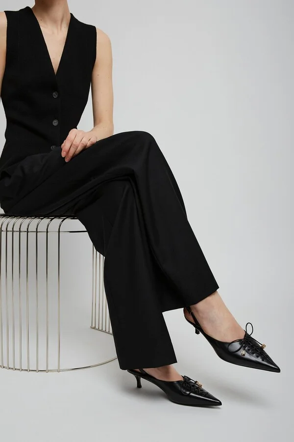 Black leather slingblacks - Image 2