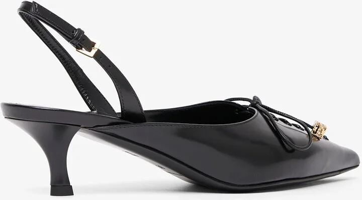Black leather slingblacks - Image 3
