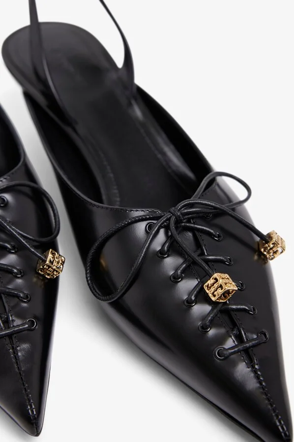 Black leather slingblacks - Image 4
