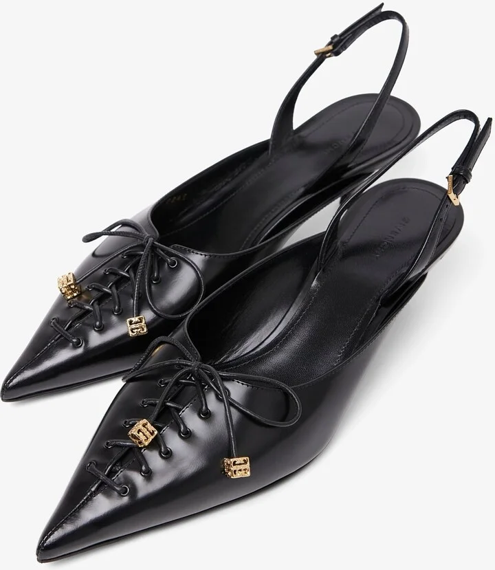 Black leather slingblacks - Image 5