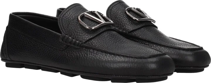 Black Leather Slip-On Men's Loafers - Image 2