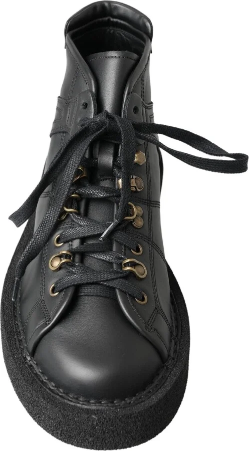 Black Leather Slip on Stretch Men's Boots - Image 4