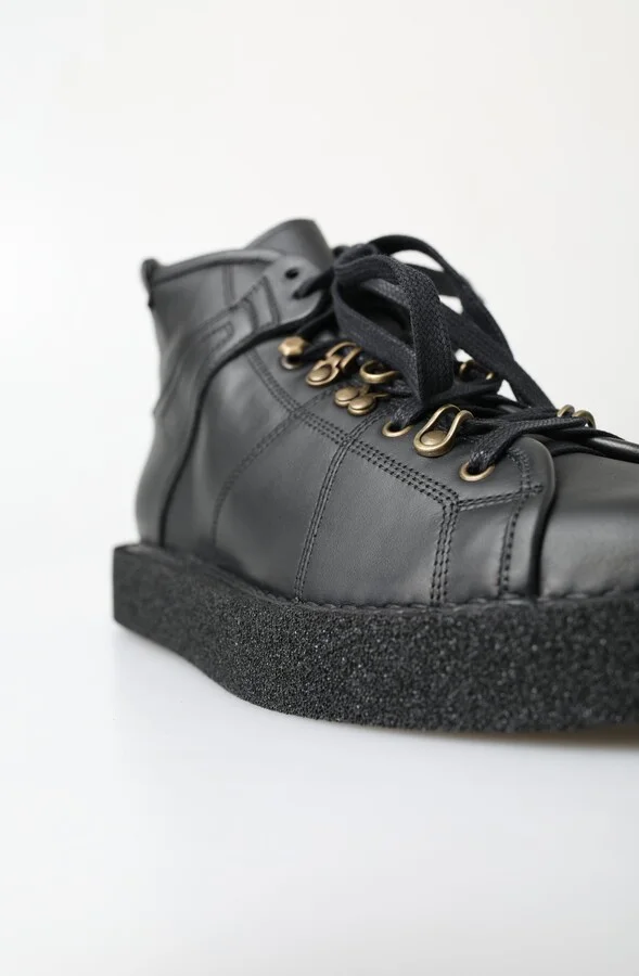 Black Leather Slip on Stretch Men's Boots - Image 5
