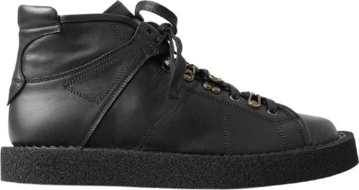 Black Leather Slip on Stretch Men's Boots
