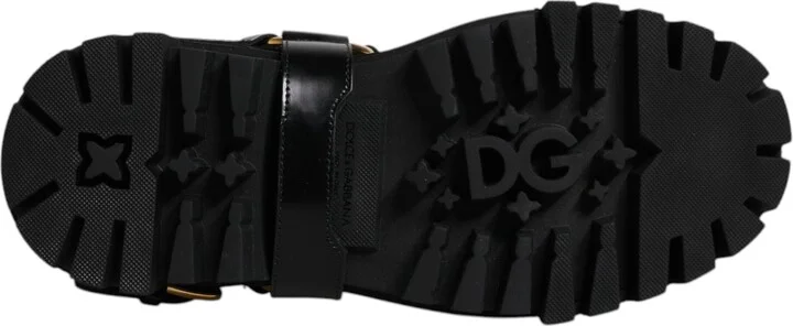 Black Leather Slip On Stretch Trekking Boots Men's Shoes - Image 3