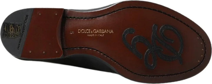 Black Leather Slipper Loafers Stitched Men's Shoes - Image 3