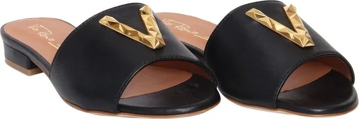 Black Leather Slippers - Image 2