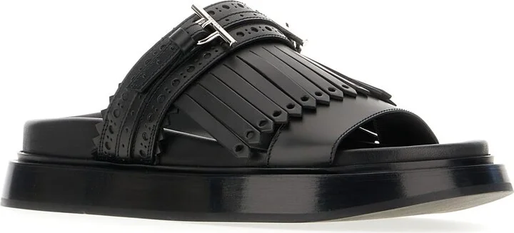 Black Leather Slippers - Image 2