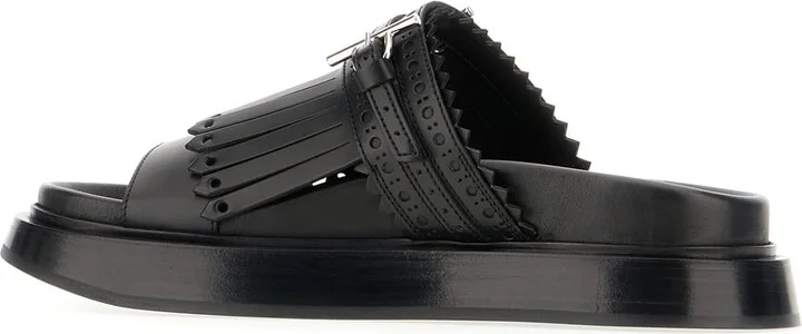 Black Leather Slippers - Image 3