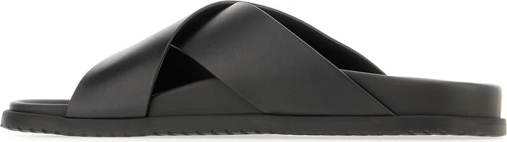 Black Leather Slippers - Image 3