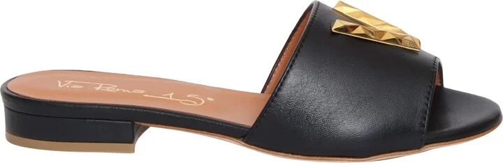 Black Leather Slippers