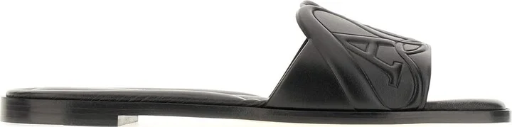 Black Leather Slippers