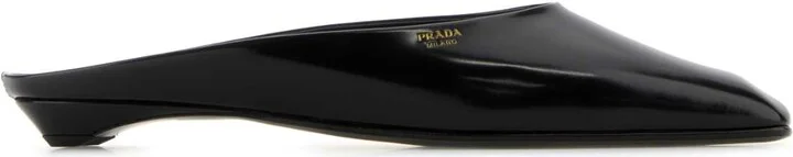 Black Leather Slippers