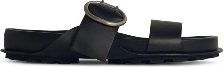 Black Leather Slippers