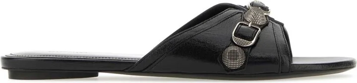 Black Leather Slippers