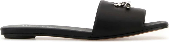 Black Leather Slippers