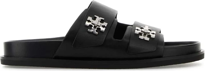 Black Leather Slippers